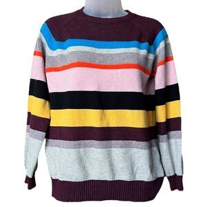 Promesa Multicolor Striped Crewneck Sweater Sz S/M Colorful Classic Twee
